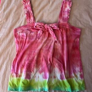 Watermelon Tie-Dye Women's Bow Front Tank